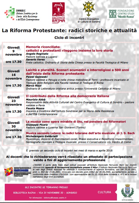 Continua il ciclo La Riforma Protestante: radici storiche e attualità