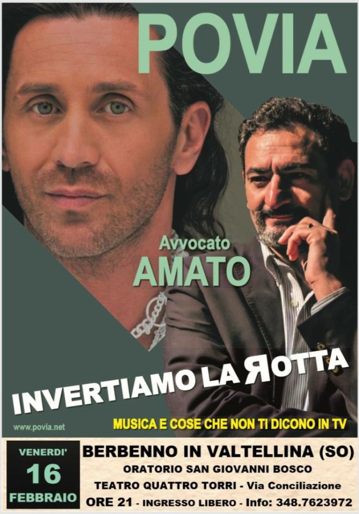 Giuseppe Povia a Berbenno per “Invertiamo la rotta”
