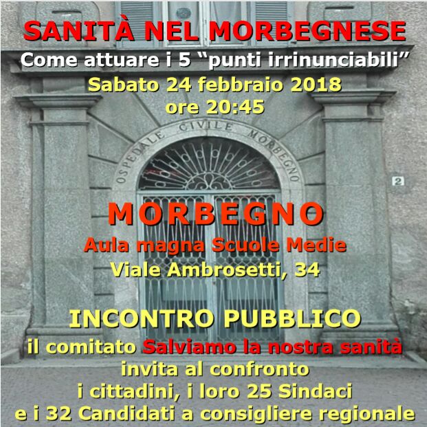 Cinque punti irrinunciabili per la sanità morbegnese
