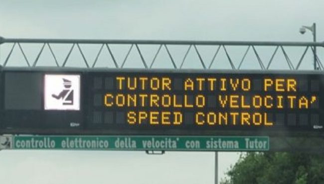 Tutor in Autostrada: da luglio saranno riattivate 30 postazioni