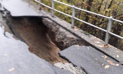 Ponte in Valtellina, strada crolla per le forti piogge