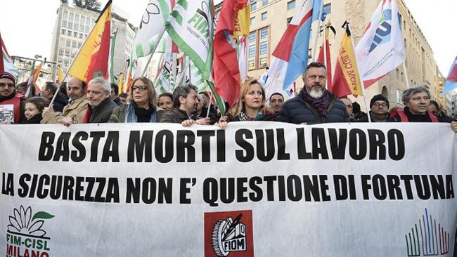 Morti sul lavoro 2018: anno nero per la Lombardia