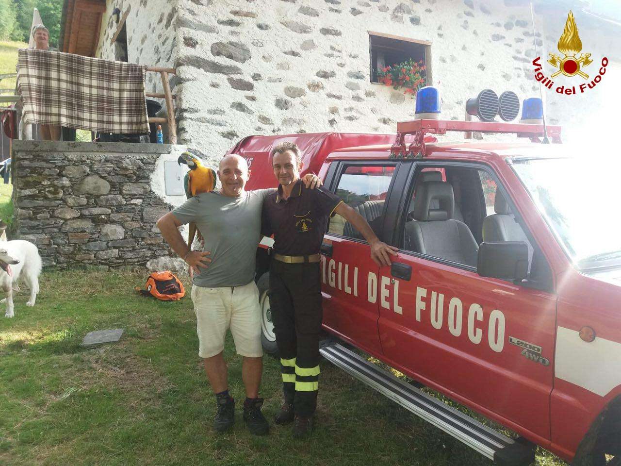 Pappagallo salvato dai Vigili del Fuoco