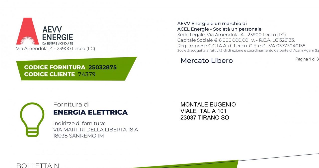 Ecco com’è la nuova bolletta delle società di vendita luce e gas del gruppo Acsm Agam