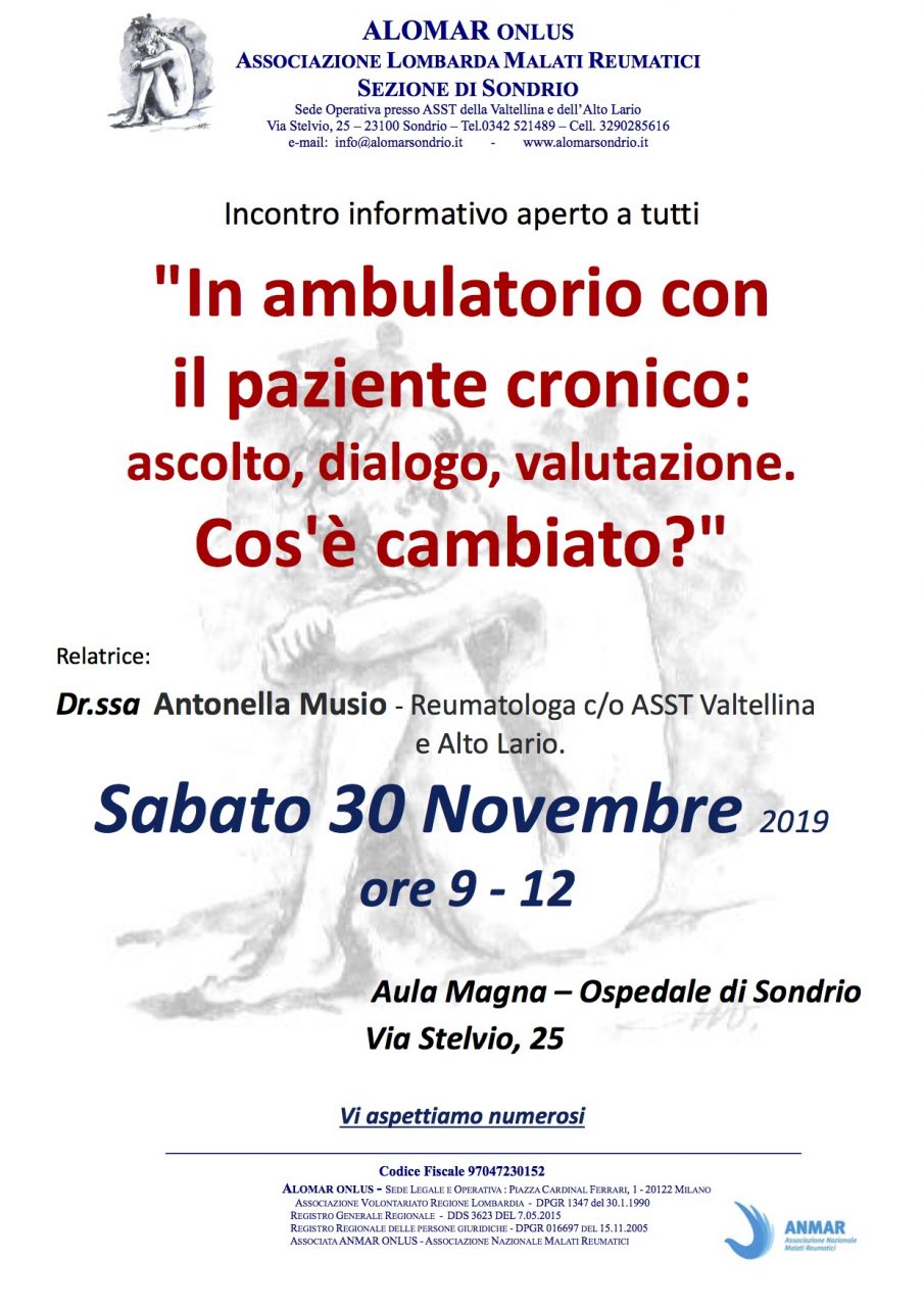 “In ambulatorio con il paziente cronico: ascolto, dialogo, valutazione. Cosa é cambiato?”