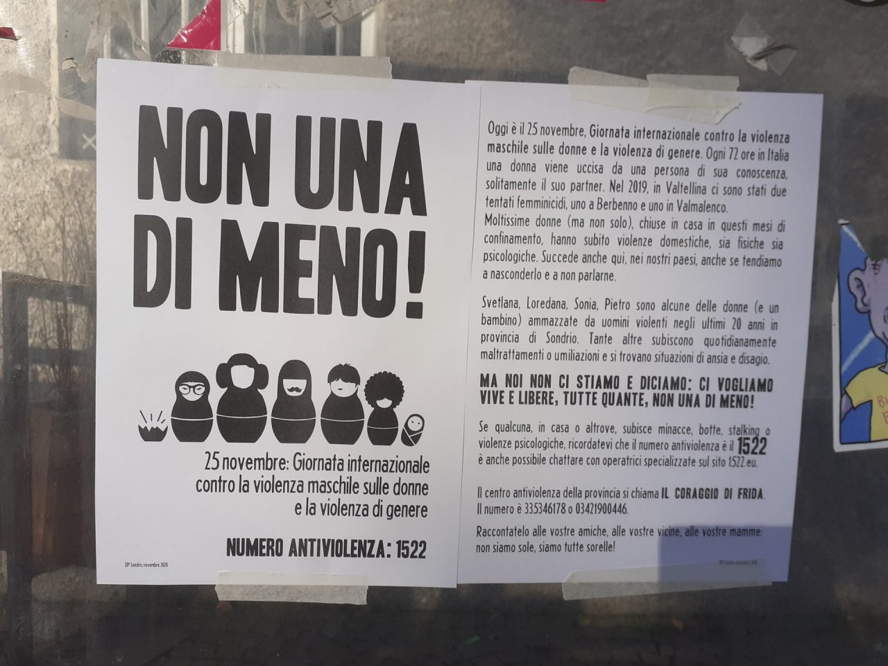 Violenza sulle donne, volantini in tutti i paesi della Valle – FOTO
