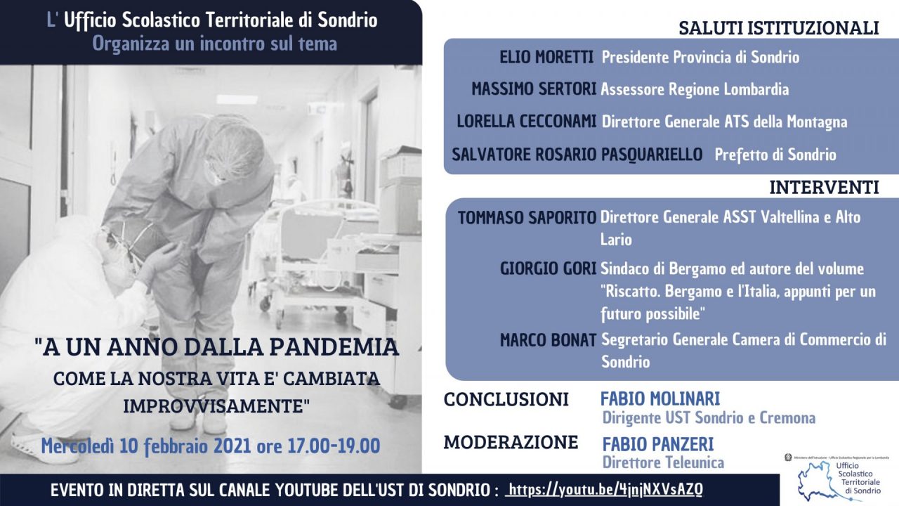 “A un anno dalla pandemia – Come la nostra vita è cambiata improvvisamente”, Convegno online