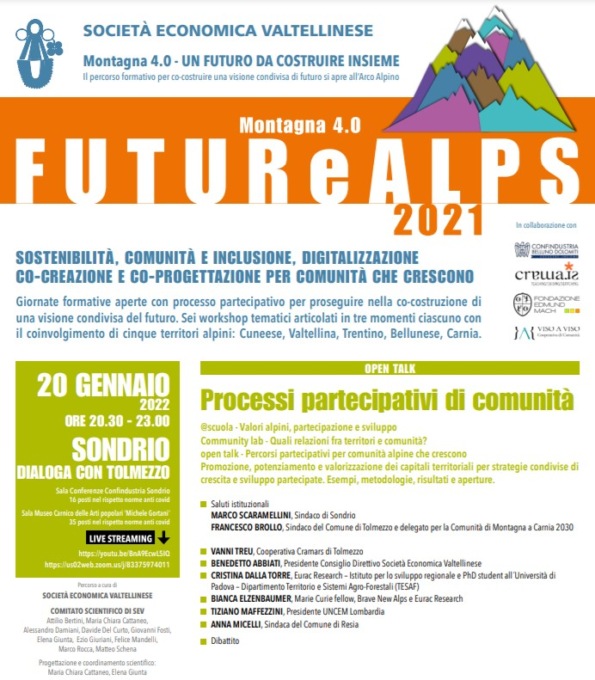 Giovedì 20 Gennaio la quarta tappa di Montagna 4.0 FuturaAlps 2021