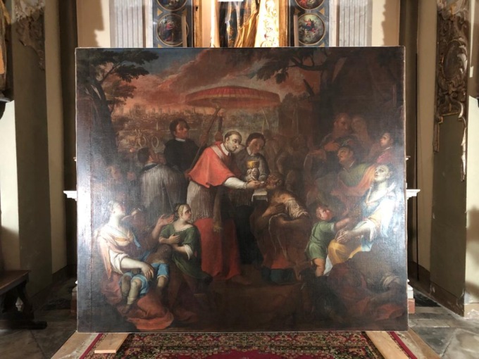 Il quadro di San Carlo è stato restaurato