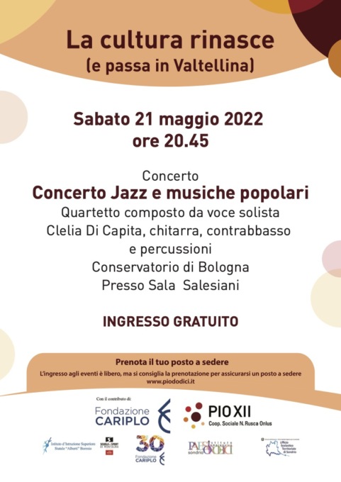 “Concerto Jazz e musiche popolari” a Sondrio