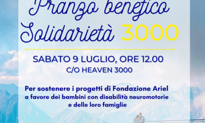 Pranzo Benefico “Solidarietà 3000” per aiutare i bambini con disabilità neuromotoria seguiti da Fondazione Ariel