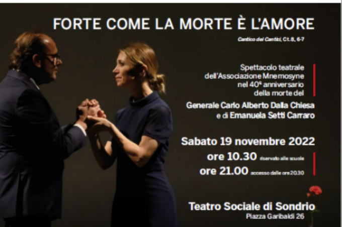 “Forte come la morte è l’amore”: lo spettacolo arriva a Sondrio