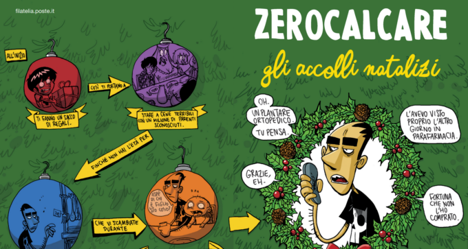 Negli uffici postali disponibile il biglietto d’auguri disegnato da Zero Calcare