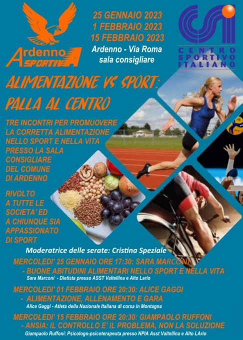 “Alimentazione vs sport: palla al centro”: tre incontri per fare chiarezza