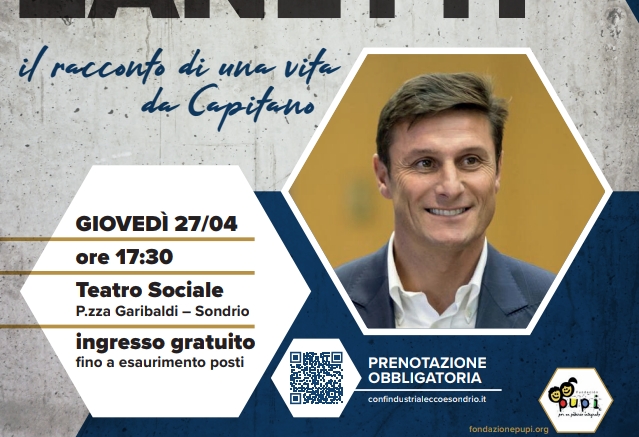 Javier Zanetti ospite di Confindustria in un evento pubblico a Sondrio