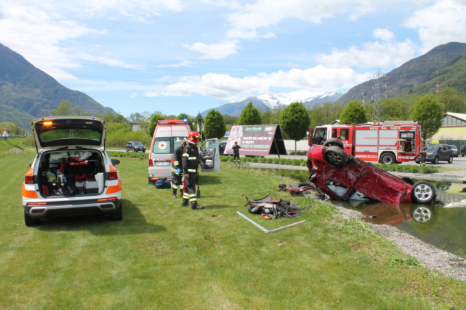 Spaventoso incidente: l’auto si ribalta nel laghetto, ragazza ferita