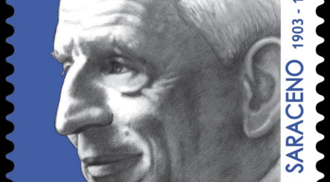Francobollo commemorativo di Pasquale Saraceno nel 120° anniversario della nascita
