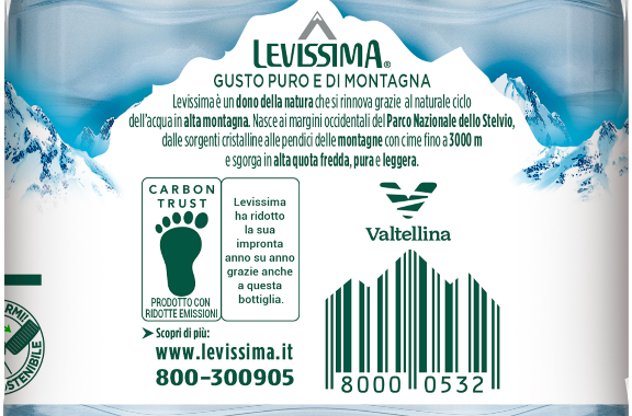 Il rinnovato marchio della Valtellina anche sulle bottiglie Levissima