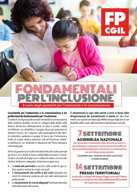 Assistenti per l’inclusione scolastica vivono una situazione scandalosa: la denuncia della CGIL