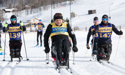 Il Ten. Col. Gianfranco Paglia compie l'impresa sulla pista di sci di fondo di Livigno