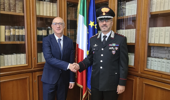 Il Prefetto Roberto Bolognesi riceve in Prefettura il nuovo Comandante Provinciale dei Carabinieri, Col. Giuseppe Bivona