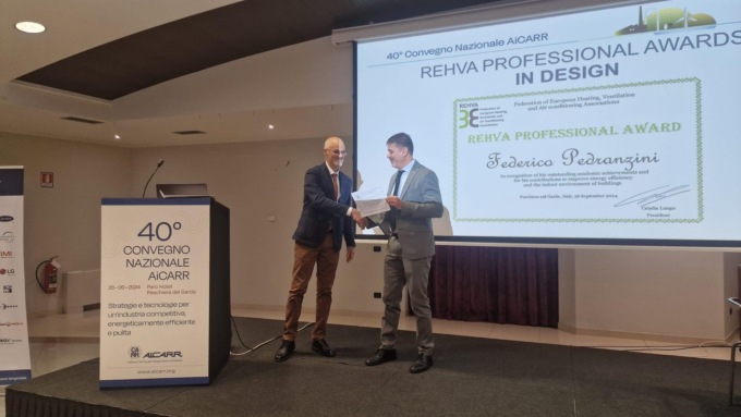 Al valtellinese Federico Pedranzini il prestigioso REHVA Professional Award in Design