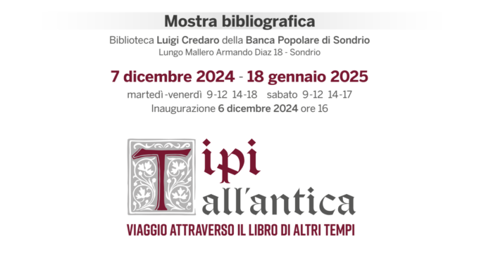 “Tipi all’Antica”: la Banca Popolare di Sondrio celebra la Giornata Mondiale del Risparmio attraverso il valore senza tempo dei libri