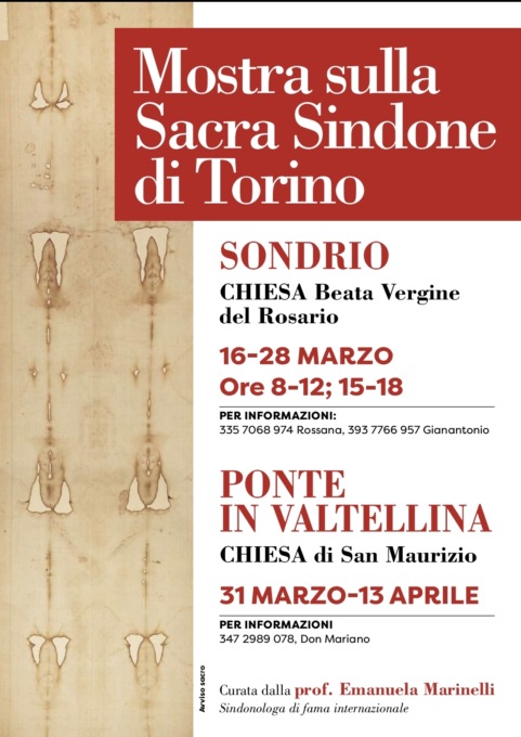 Mostra sulla Sacra Sindone a Sondrio e Ponte in Valtellina
