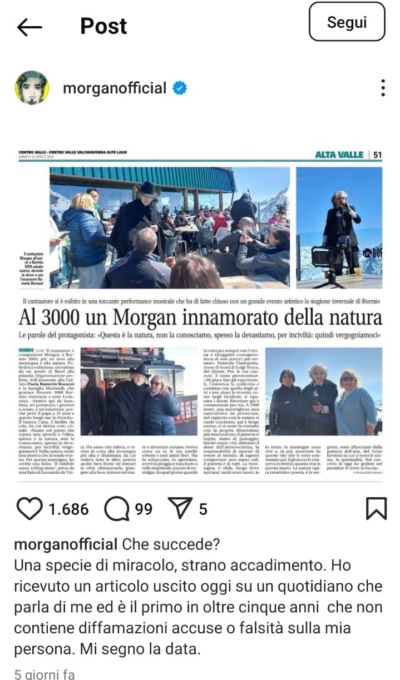 Morgan si complimenta con Centro Valle