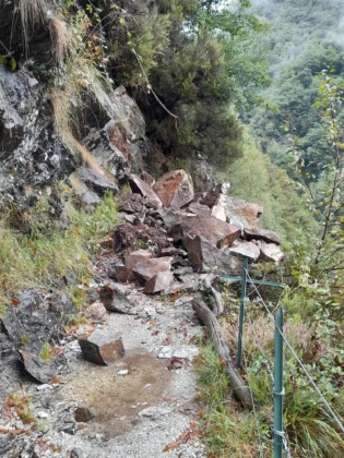 Frane sul sentiero per Codera: percorso chiuso fino a nuovo ordine