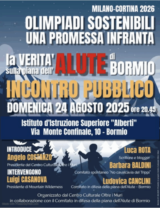 Olimpiadi invernali e territorio: a Bormio un incontro pubblico sulla “promessa infranta” della sostenibilità