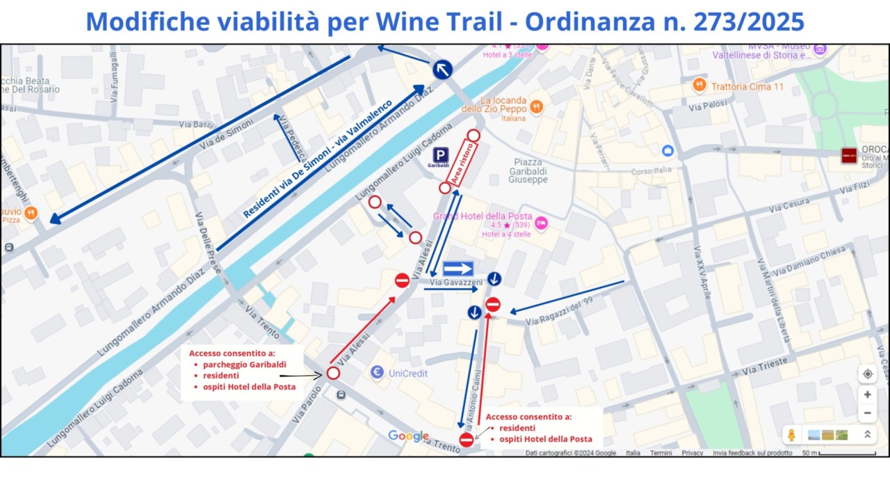 Valtellina Wine Trail: ecco come cambiano la viabilità e la sosta in città