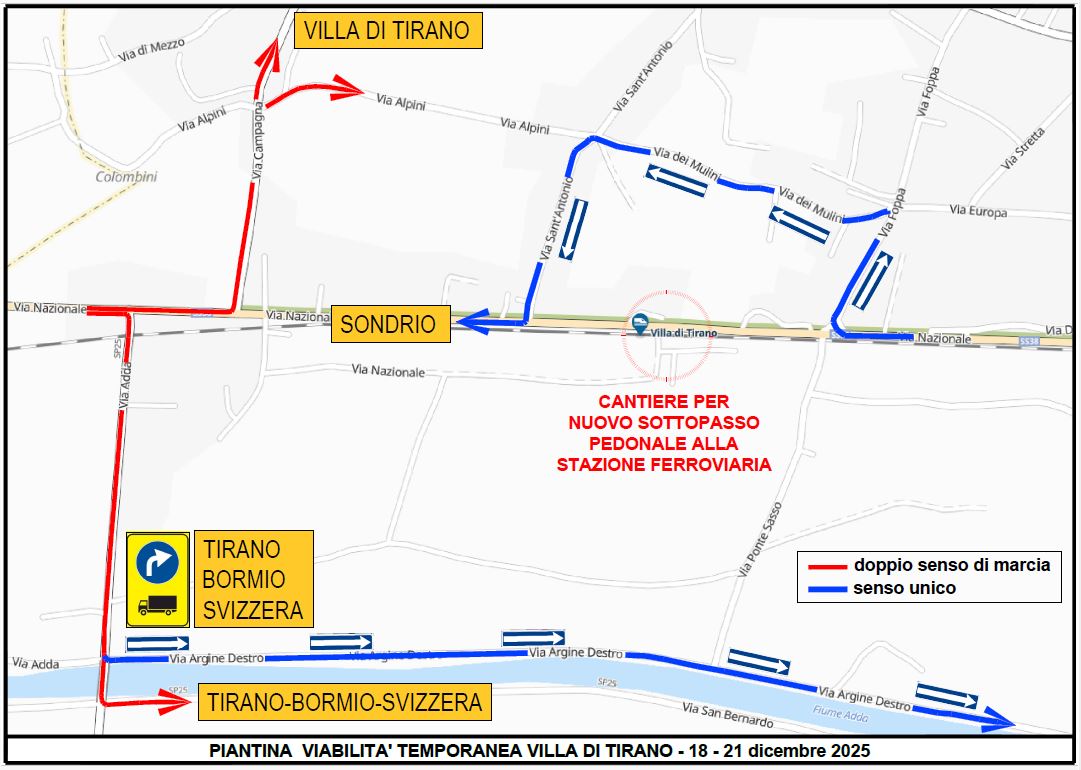 Statale 38 chiusa per realizzare il sottopasso